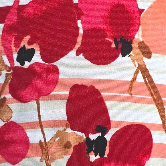 LANE BRYANT Coral Red Abstract Print Summer Flowy Midi Dress Size 14/16 Plus - Picture 9 of 16